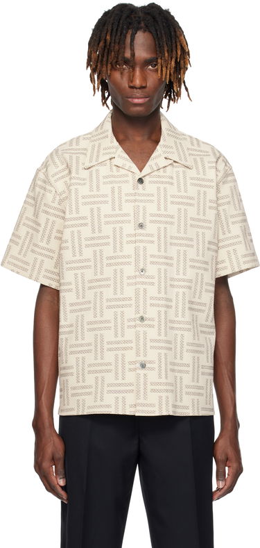 Skjorte KENZO Kenzo Paris 'KENZO Weave' Short Sleeve Shirt Beige | FF55CH1109JF, 0