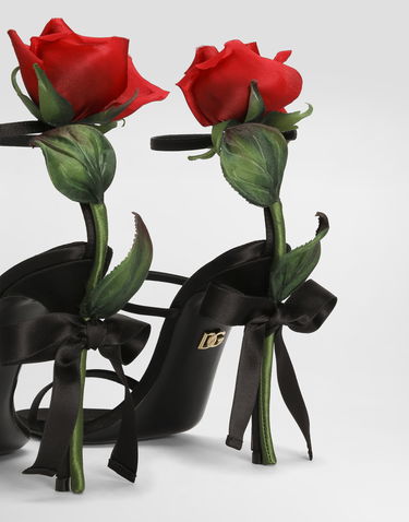 Tilbehør Dolce & Gabbana Dolce & Gabbana Satin Rose Embellished Heels Sort | CR1817A763080999, 3