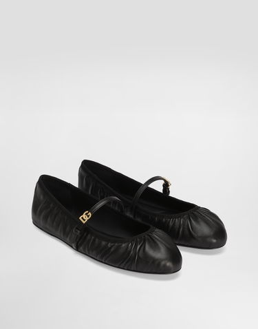 Tilbehør Dolce & Gabbana Dolce & Gabbana Nappa Leather Ballet Flats Sort | CB0257AD1378B956, 1