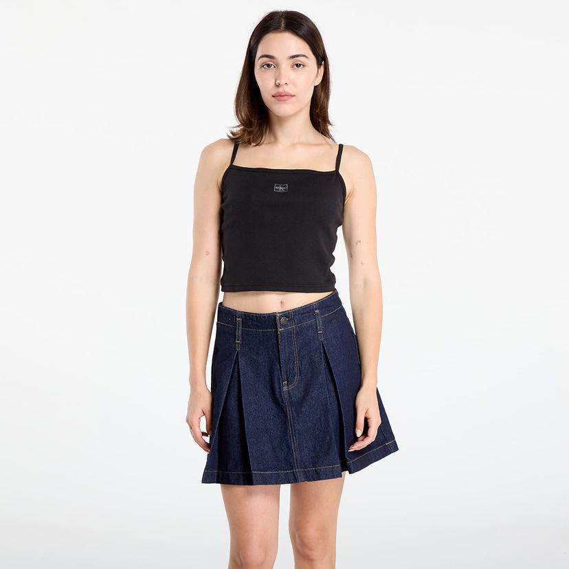 Tanktop CALVIN KLEIN Woven Label Rib Crop Black Sort | LV047C908G UB1