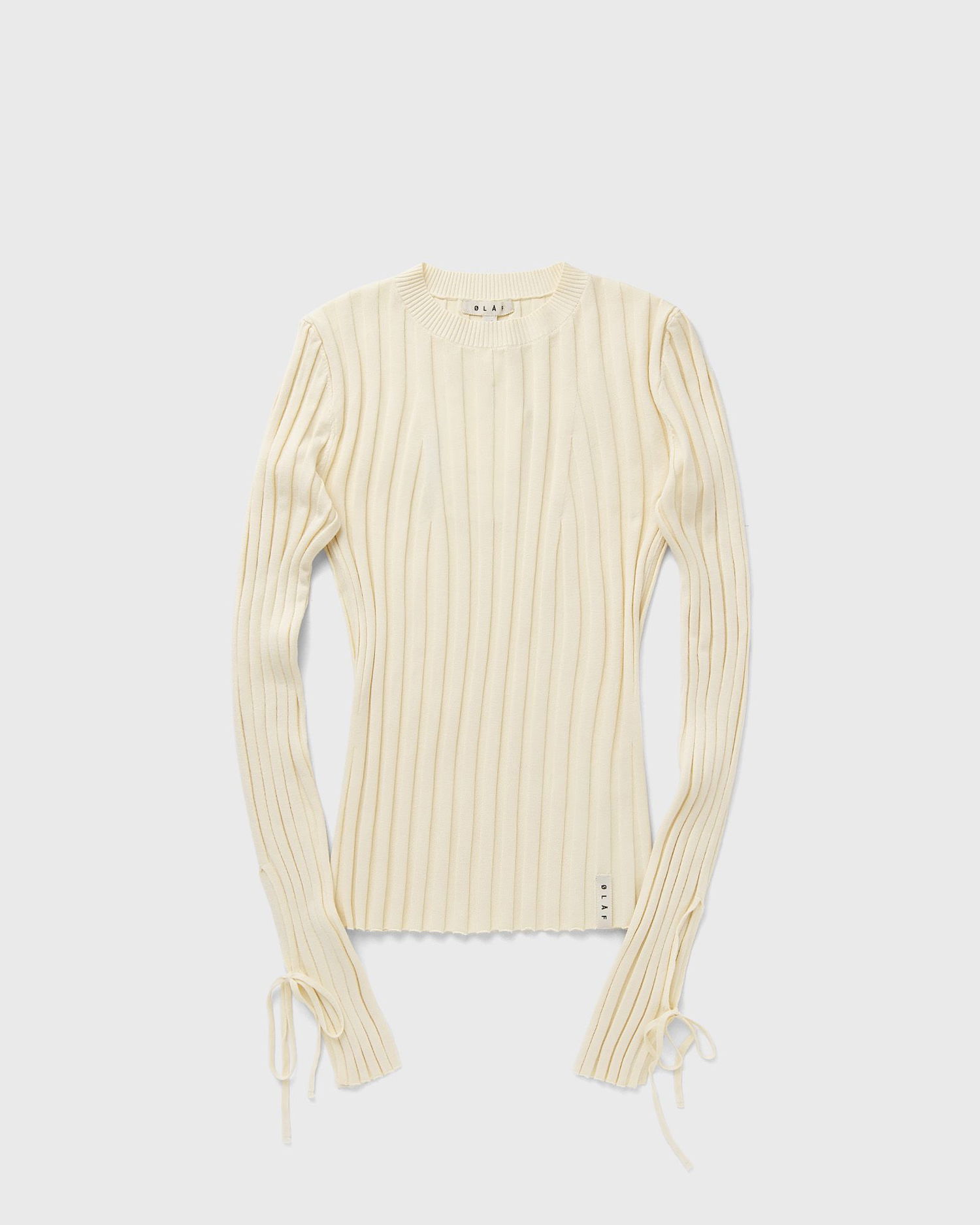 Sweater ØLÅF Tie Sleeve Ribbed Knit Top Hvid | W220708-OFF-WHITE, 1