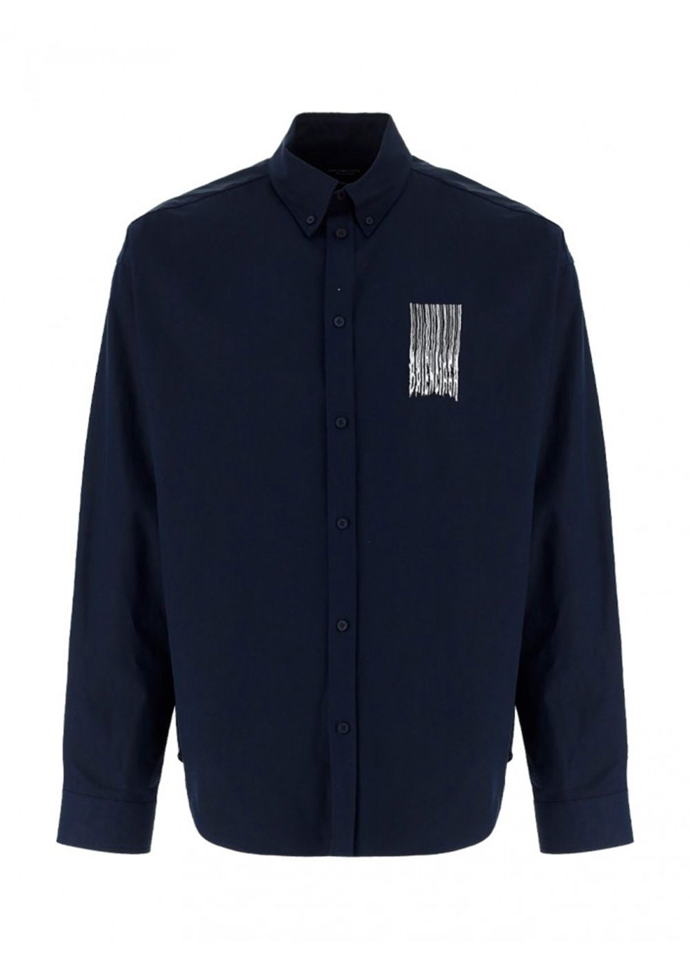 Skjorte Balenciaga Barcode Logo Shirt Mørkeblå | 662982TKM028065, 0