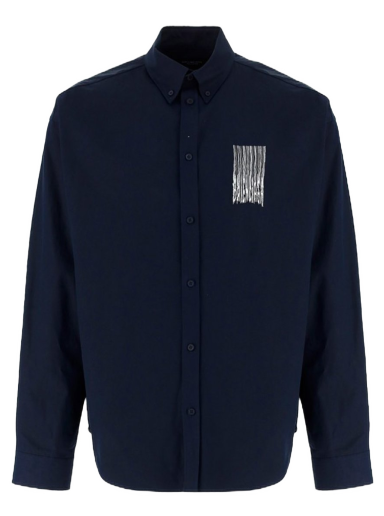 Skjorte Balenciaga Barcode Logo Shirt Mørkeblå | 662982TKM028065