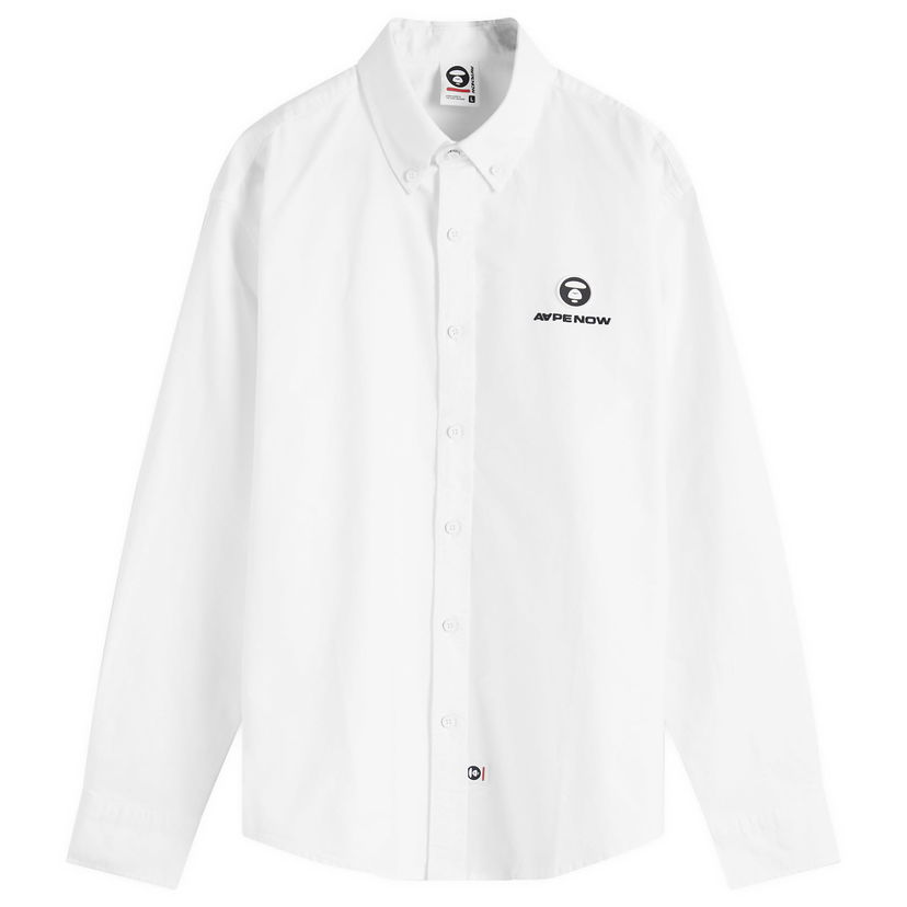 Skjorte AAPE by A Bathing Ape AAPE Now Oxford Shirt, Size Large Hvid | AAPSTM8495XXNWHX