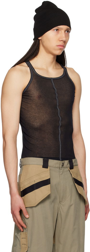 Tanktop Dion Lee Black Semi-Sheer Tank Top Sort | C3131S23, 1