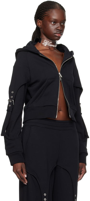 Sweatshirt Blumarine Blumarine Cinch Sleeve Cropped Hoodie Sort | P422F021A, 1
