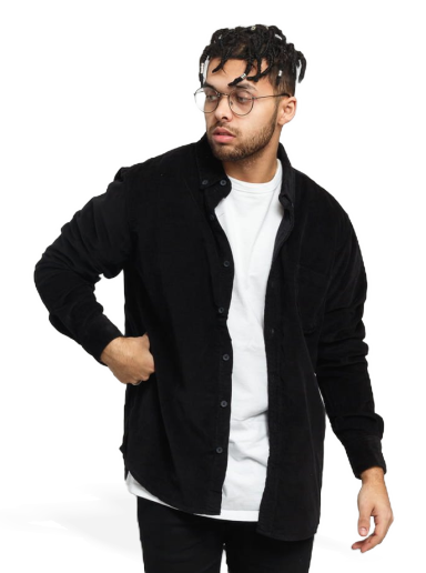 Skjorte Urban Classics Corduroy Shirt Sort | TB2414 Black