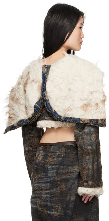 Jakke Diesel Cropped Distressed Denim Jacket with Faux Fur Sort | A17128 0ABCW, 2