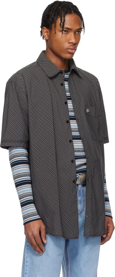 Skjorte ERL ERL Mini Plaid Short Sleeve Shirt Grøn | ERL10B011, 4