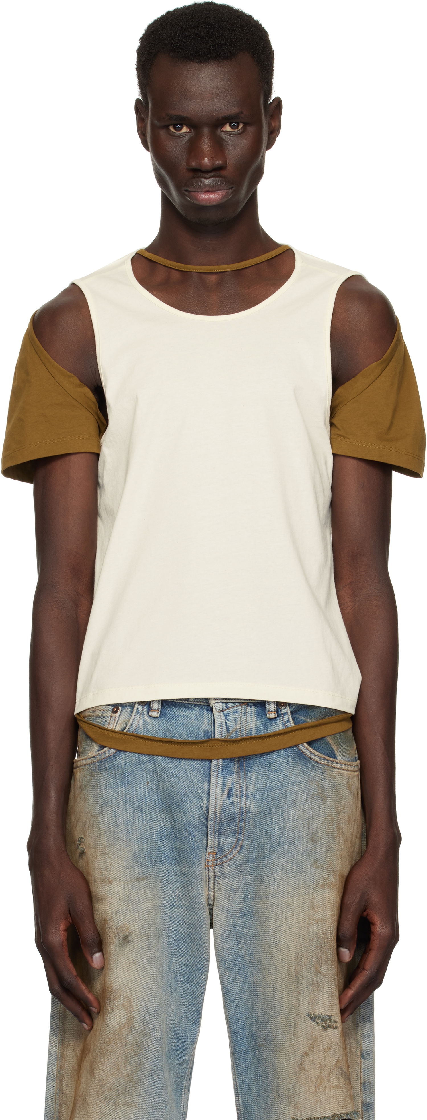 Tanktop Eckhaus Latta Eckhaus Latta Hugging T-Shirt Hvid | 1203-EL-PS25-C - COCONUT, 0
