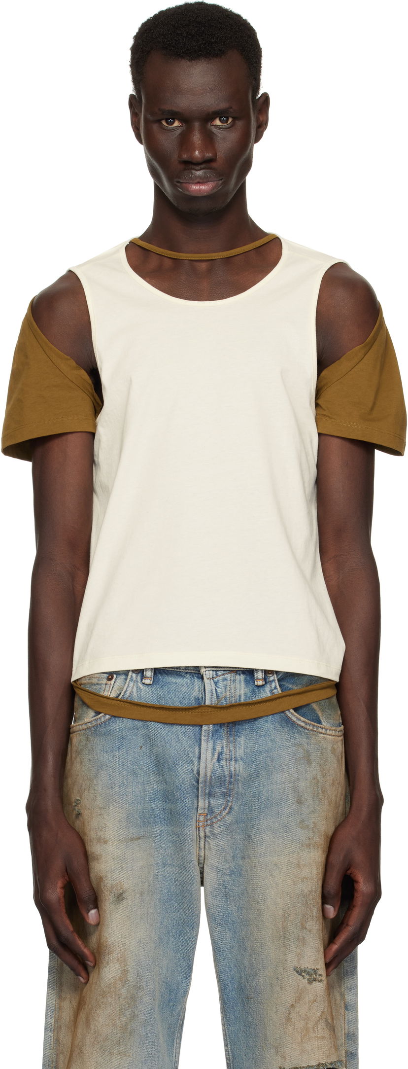 Tanktop Eckhaus Latta Eckhaus Latta Hugging T-Shirt Hvid | 1203-EL-PS25-C - COCONUT