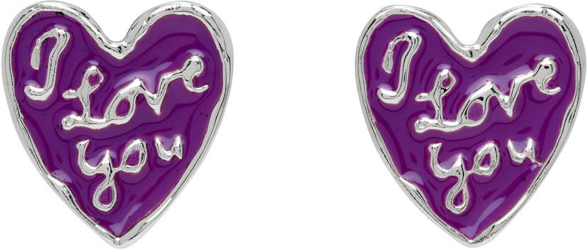 Øreringe Chopova Lowena Chopova Lowena Heart "I Love You" Earrings Lilla | 6575