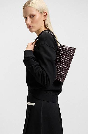 Håndtaske BOSS HUGO Textured Hobo Bag Bourgogne | 50547833, 1