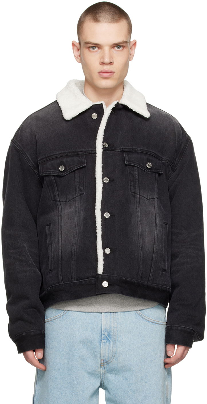 Jakke We11done Oversized Faux-Shearling Jacket Sort | WD-DJ3-22-378-U-BK