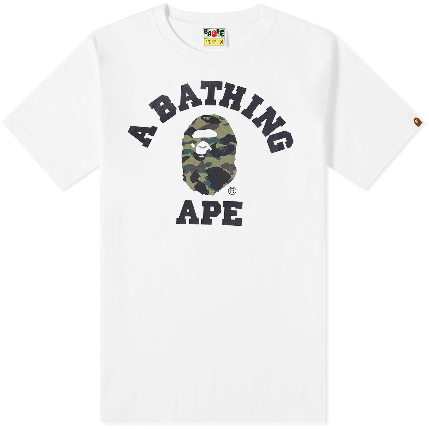 T-shirt BAPE 1St Camo College T-Shirt White/Green Hvid | 001TEJ301010M-WHTGRN, 0