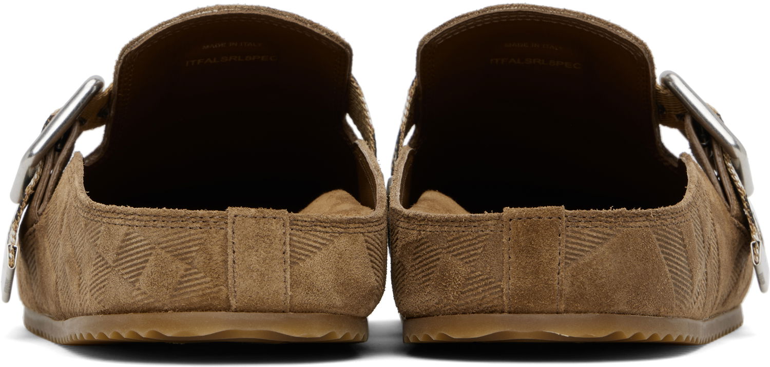 Tøj Burberry Burberry Check Suede Urchin Clogs Brun | 8113393, 1