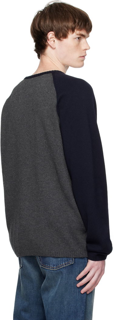 Sweater We11done We11done Printed Raglan Knit Pullover Sweater Grå | WD-KO2-25-659-U-CH, 2