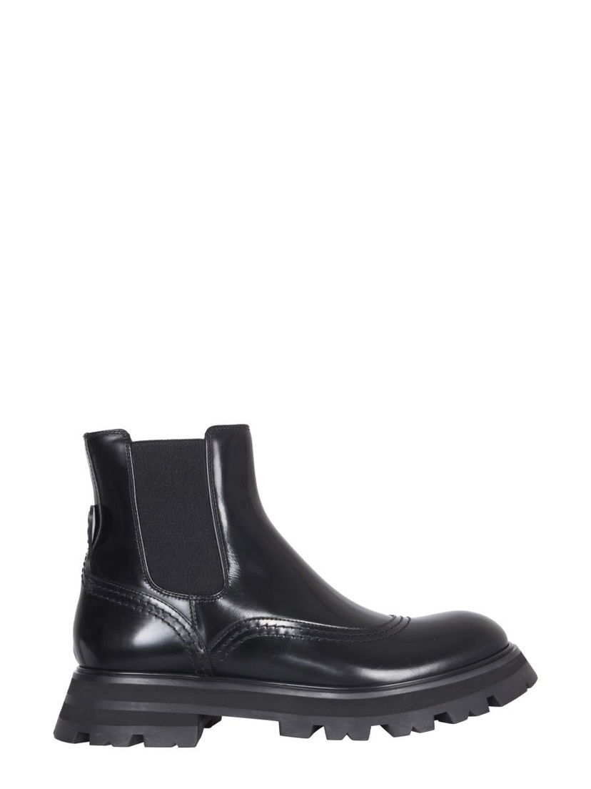 Sneakers og sko Alexander McQueen Alexander McQueen Leather Ankle Boots Sort | 666367WHZ841000