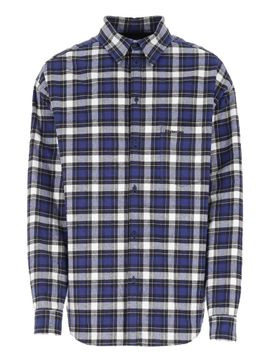 Skjorte Balenciaga Checkered Cotton Logo Shirt Flerfarvet | 642339TKM274042