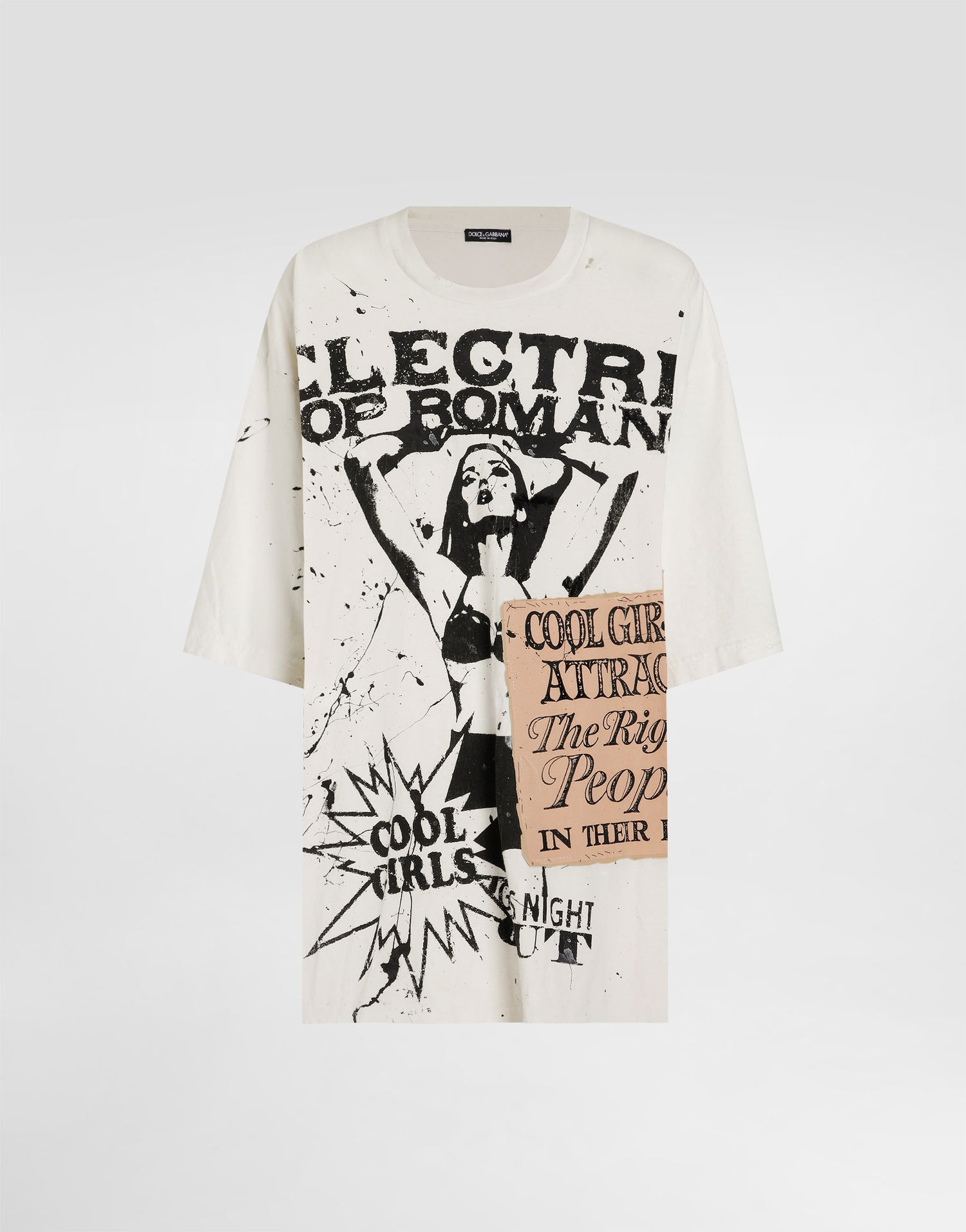 T-shirt Dolce & Gabbana Dolce & Gabbana Oversized Printed Jersey T-Shirt Hvid | F8V93TGDDH8S9000, 0