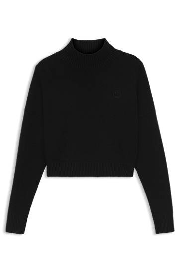 Sweater BOSS Cropped rollneck sweater with Happy logo embroidery Sort | 50522508
