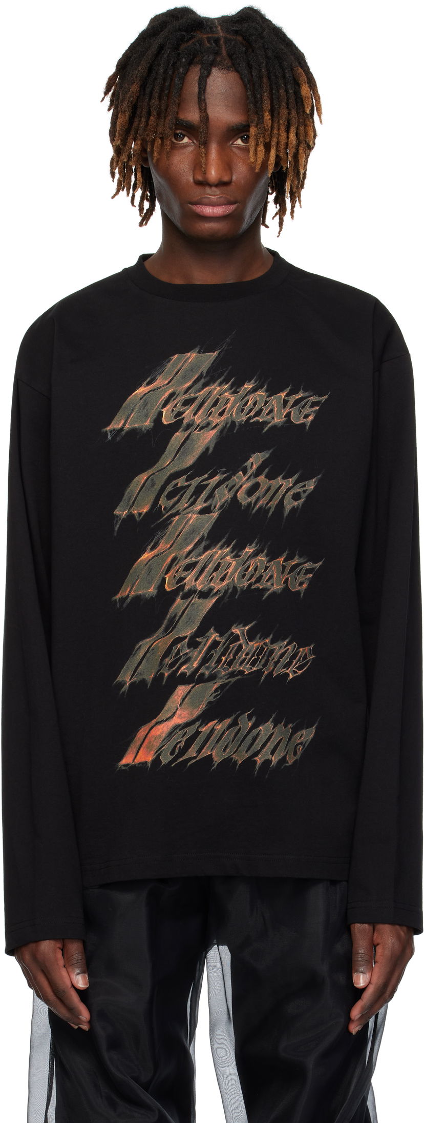 T-shirt We11done We11done Spark Logo Graphic Long Sleeve T-Shirt Sort | WD-TT0-25-752-U-BK