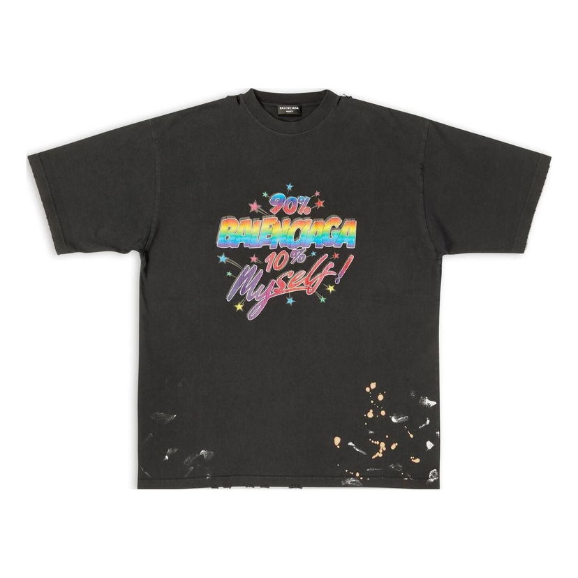 T-shirt Balenciaga 90/10 Graphic Print T-Shirt Sort | 641675TMVH31055