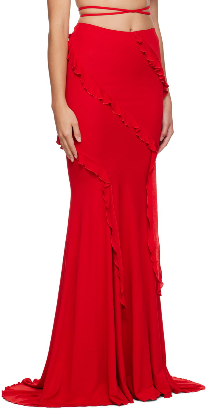 Nederdel Blumarine Blumarine Ruffled Maxi Skirt Rød | P344G007A, 1