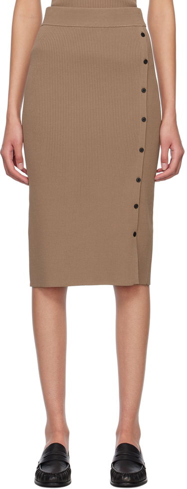 Nederdel rag & bone Asher Midi Buttoned Ribbed Skirt Brun | WAS23S026YL26, 0