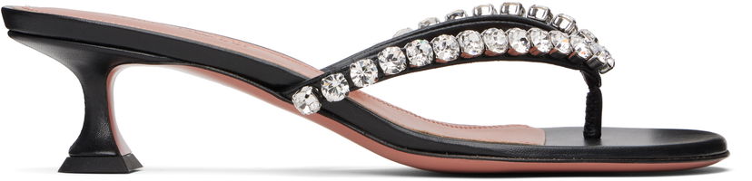 Sneakers og sko Amina Muaddi Gigi Thong Heeled Sandals Sort | GIGI THONG