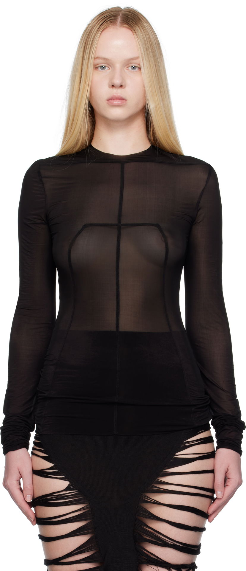 Jersey Rick Owens Rick Owens Lido Stretch Cupro Jersey Top Sort | RO01E7265 BZ