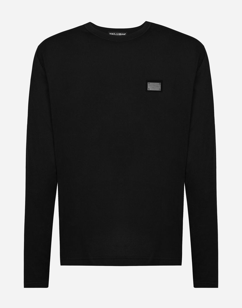 T-shirt Dolce & Gabbana Long-sleeved T-shirt With Logo Tag Sort | G8PV0TG7F2IN0000