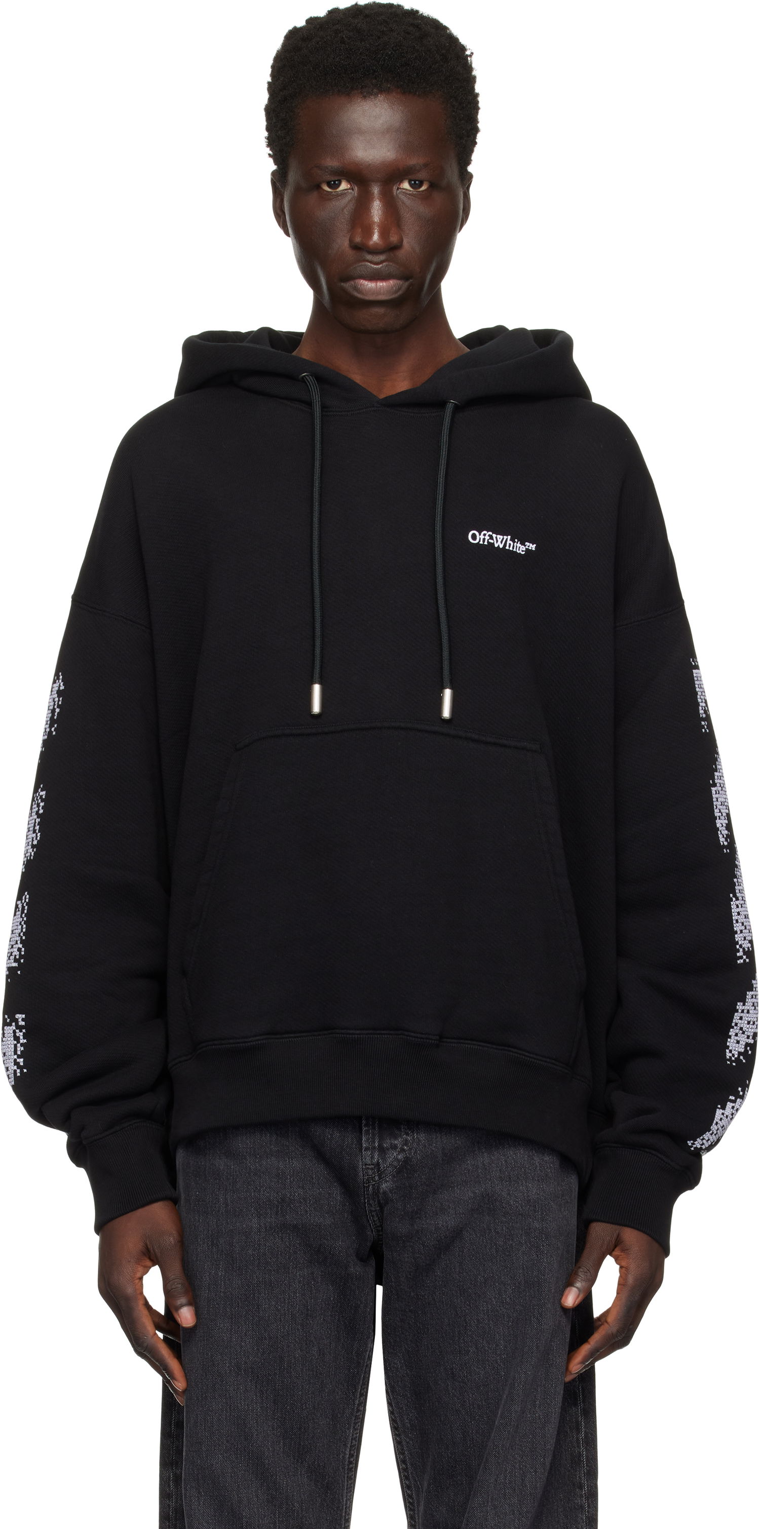 Sweatshirt Off-White Pixel Diag Skate Hoodie Sort | OMBB085F24FLE00B1001, 0