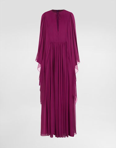Kjole Dolce & Gabbana Dolce & Gabbana Silk Chiffon Caftan Dress with Drawstring Lilla | F6TLZTFU1ATFA130, 0