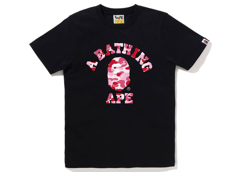 T-shirt BAPE BAPE ABC Camo College Tee Black Pink Sort | 1I80-210-001