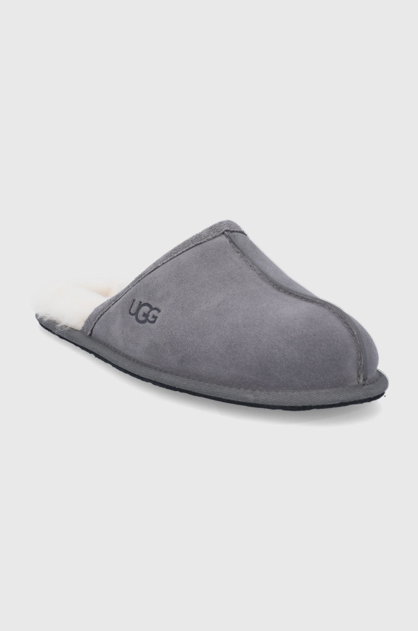 Sneakers og sko UGG Men's Scuff Suede/Sheepskin Slippers - Dark Grey Grå | 1101111-DGRY, 1