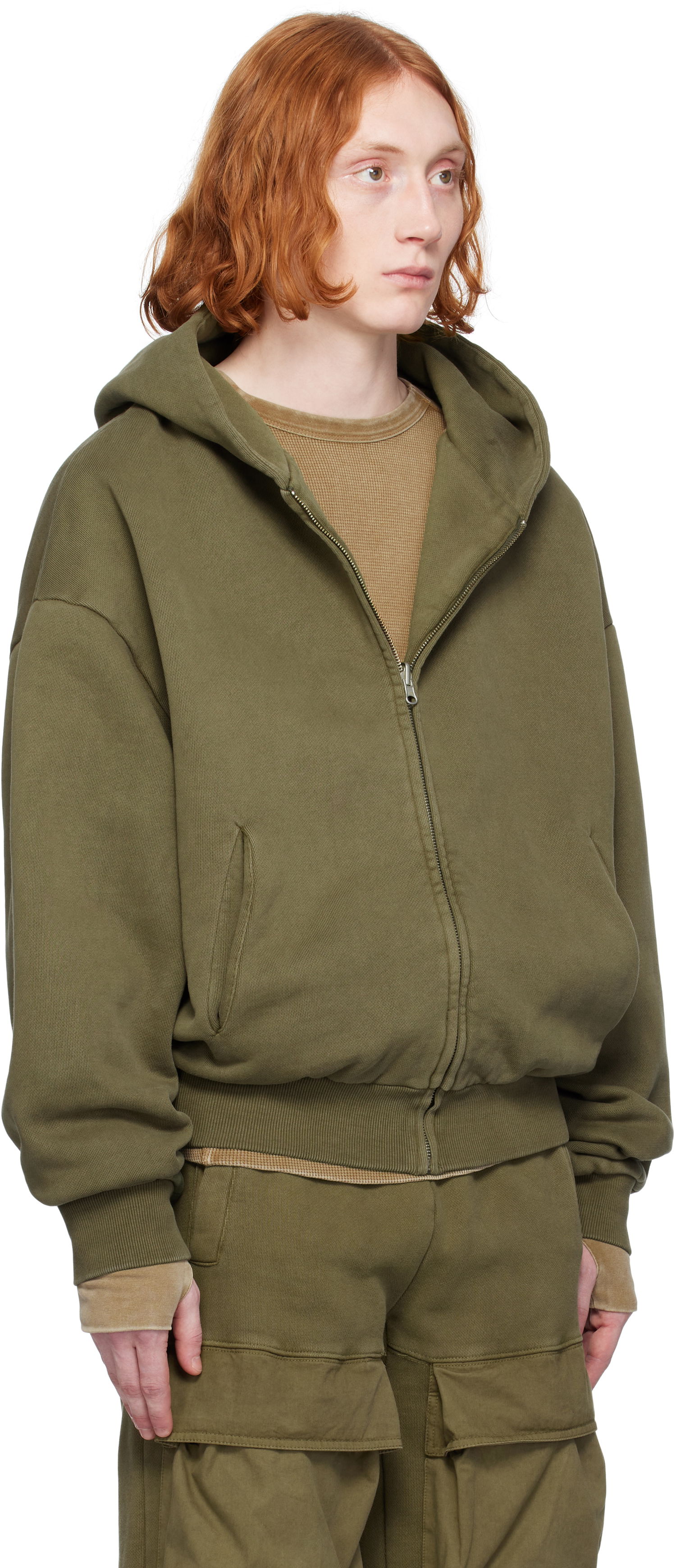 Sweatshirt Entire Studios Entire Studios Thermal Zip-Up Hoodie Grøn | ES2488MI, 1