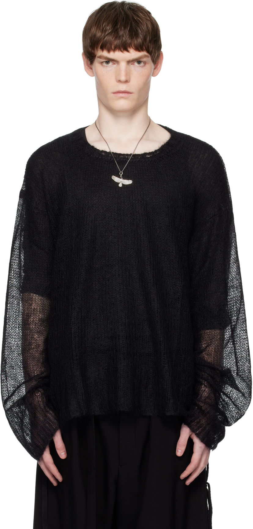 Sweater Ann Demeulemeester Ann Demeulemeester Kent Open Neck Sweater Sort | B0012862-KN058-099