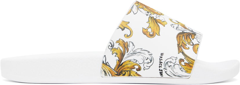 Tilbehør Versace Versace Jeans Couture Outline Barocco Pool Slides Hvid | E78VA3SQ3_EZS365