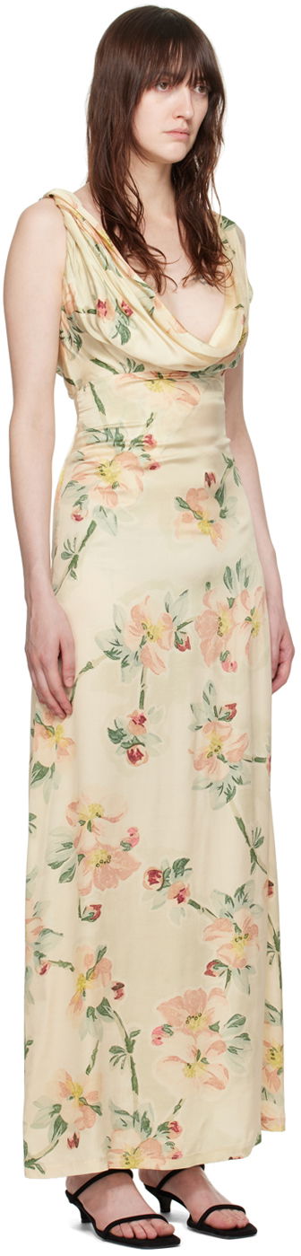 Kjole TOTEME TOTEME Women's Floral Print Twist Maxi Dress Beige | 243-WRD1924-FB0220, 1