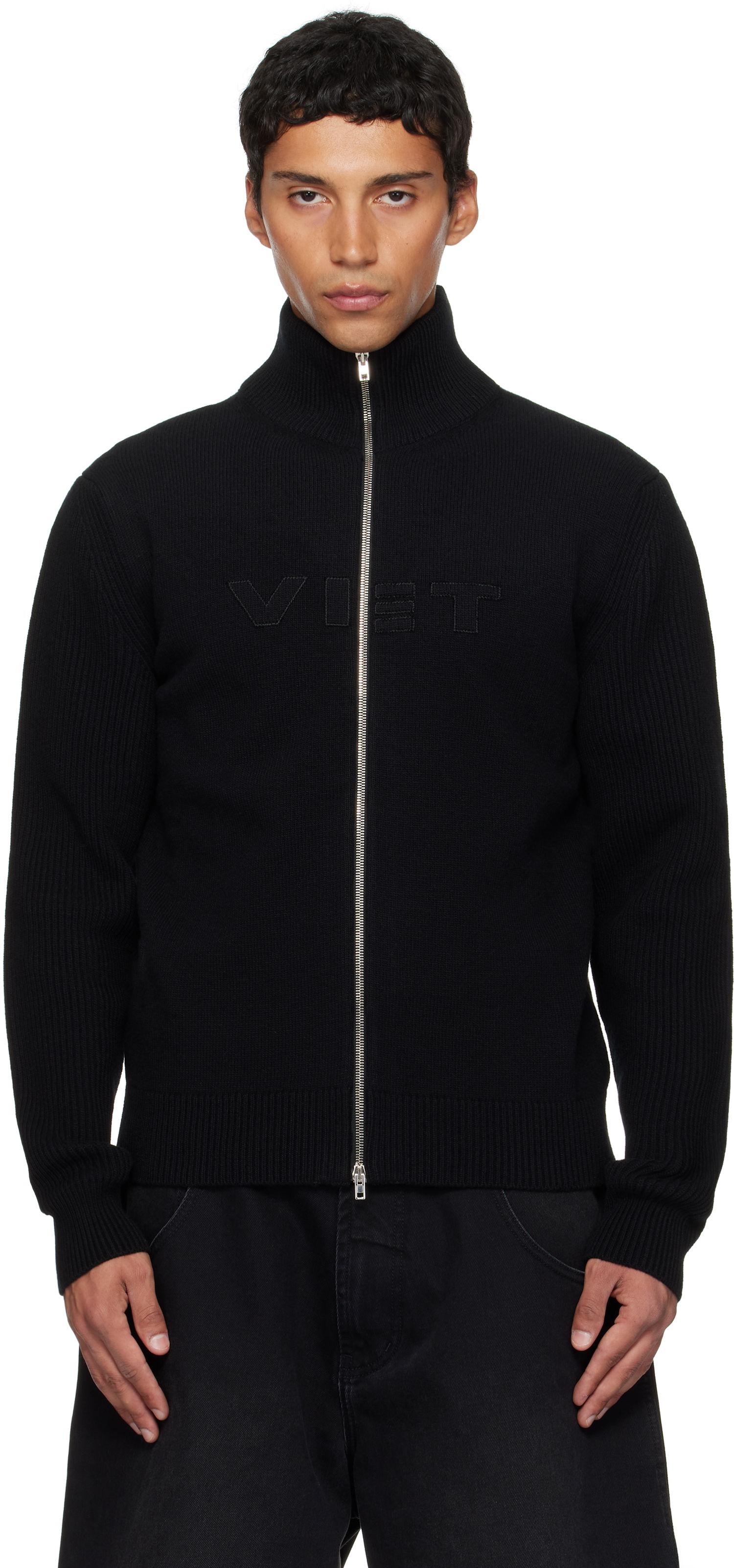 Sweater VETEMENTS VETEMENTS 'VET' Zip-Up Sweater Sort | UH76KN400B, 0