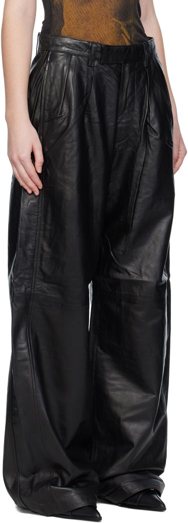 Bukser R13 R13 Pleated Wide Leg Leather Pants Sort | R13WR440-R426A, 1