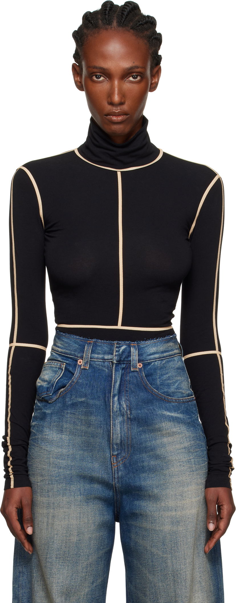 Krop Maison Margiela MM6 Maison Margiela Long Sleeve Turtleneck Bodysuit Sort | S52NA0072 M20125