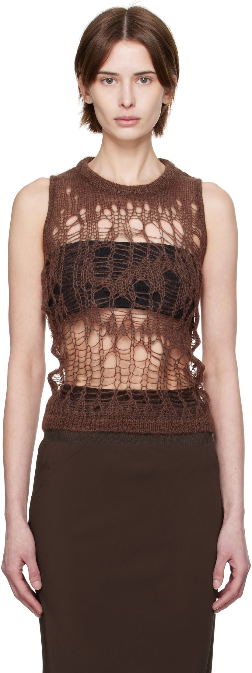 Sweater Rick Owens Rick Owens Hollywood Spider Knit Tank Top Brun | RP01E7608 KNETMH