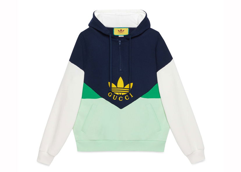 Sweatshirt Gucci x Adidas Hooded Sweatshirt Blue Turkis | 724666 XJE20 3846
