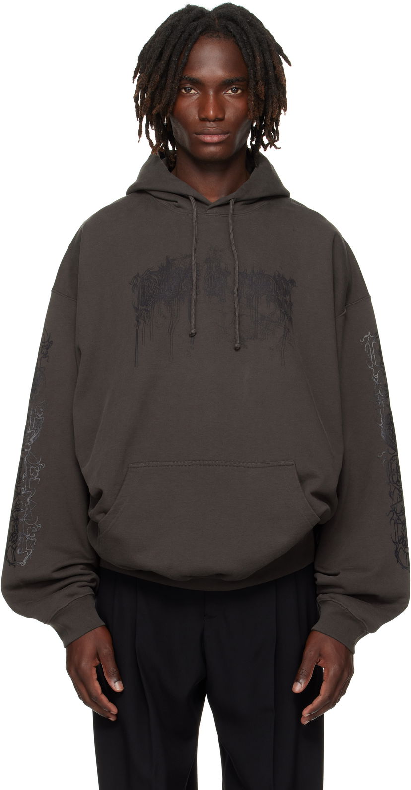 Sweatshirt VETEMENTS Vetements Cradle of Filth Dripping Logo Oversized Hoodie Grå | UCF76HD450C