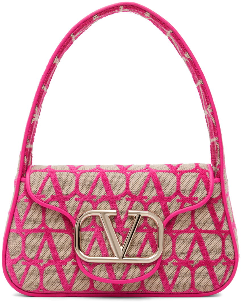 Skuldertaske Valentino Garavani Pink & Beige VLogo Lyserød | 3W2B0M16JSQ, 0