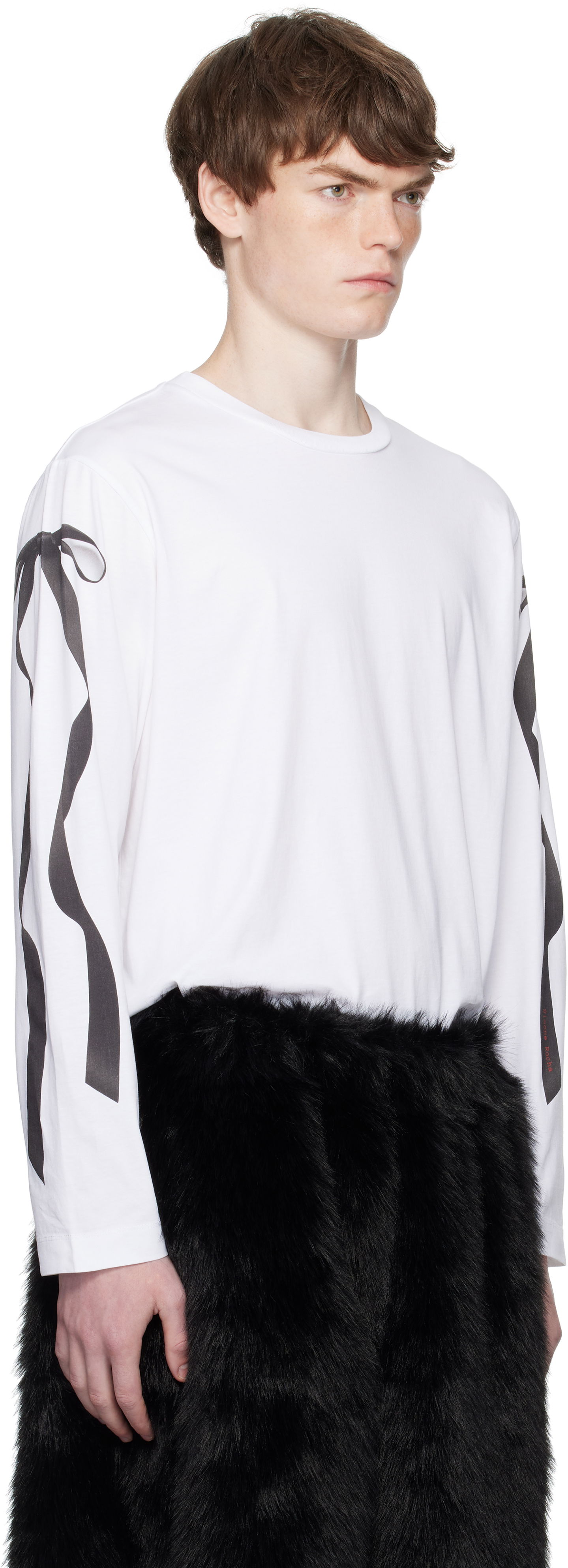 T-shirt Simone Rocha Simone Rocha Ribbon Bow Tail Long Sleeve T-Shirt Hvid | 5194P54-M 0569, 1