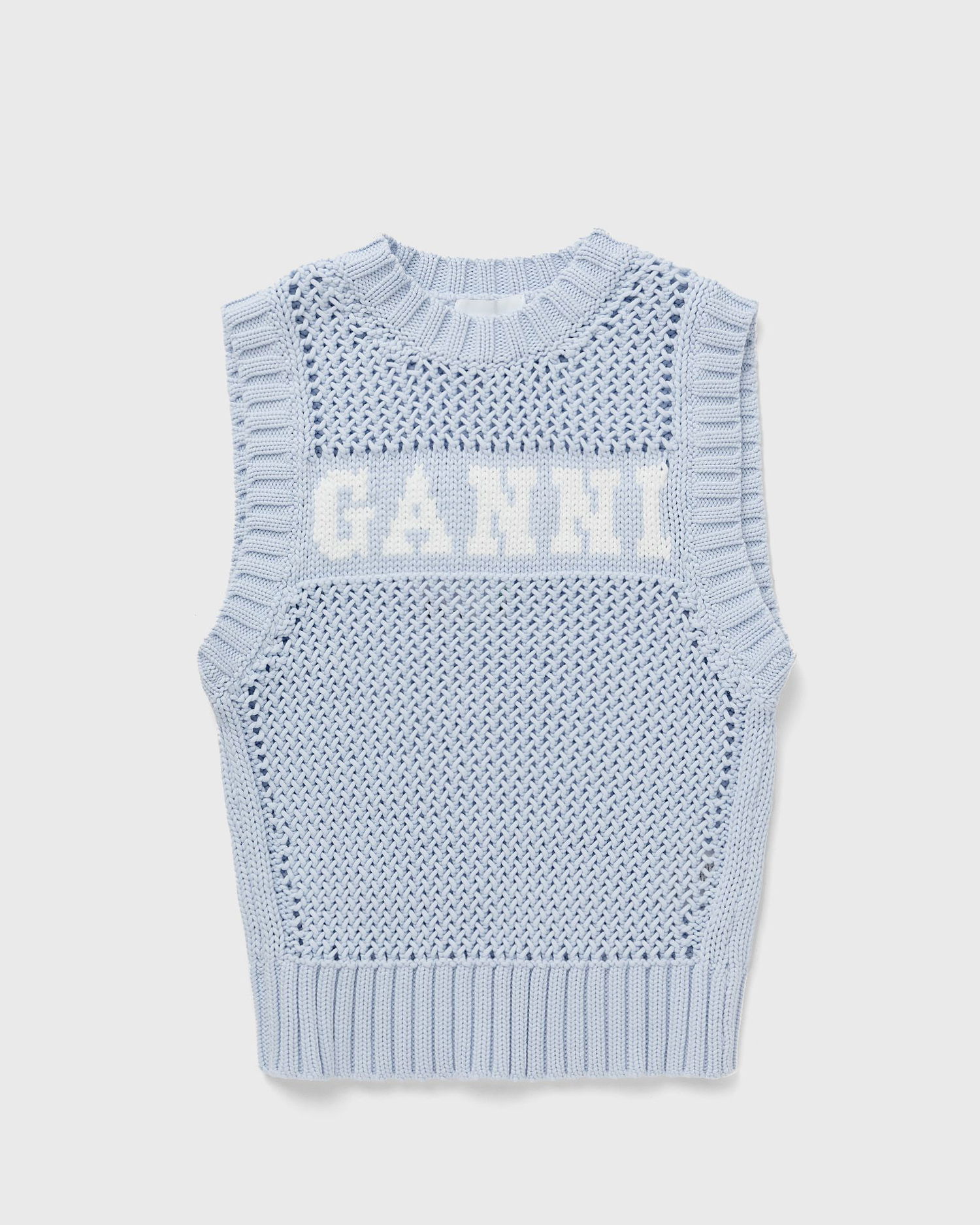 Sweater GANNI Cotton Rope Vest Blå | K2100-033, 0