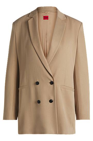 Jakke BOSS Relaxed Fit Double-Breasted Blazer Beige | 50540819